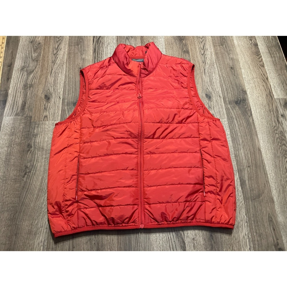 John Bartlett Jacket, Men's Size Large, Orange, Full Zip, Quilted Vest